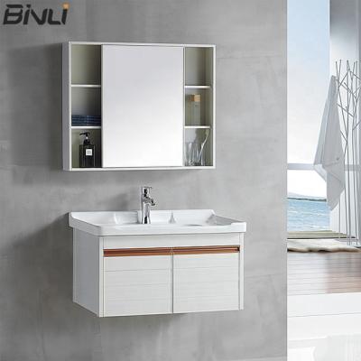 China New Style Aluminum Vanity Combination French Basin Luxury Bathroom Cabinet Wall Mounted Furniture for sale