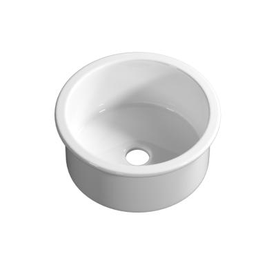 China Without Faucet Chaozhou Binli Supplier White Round Single Bowl Fine Fireclay Undermount Kitchen Sink For Wholesale for sale