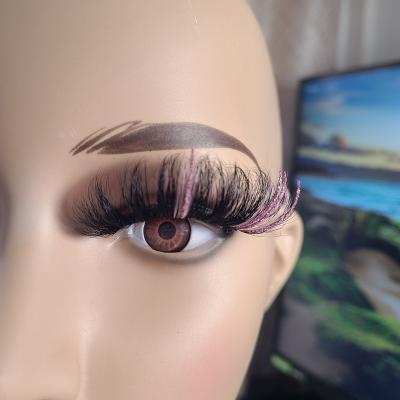 China Natrual and comfortable on your eyes; pink red gold purple Mink Eyelashes Glitter Lashes blue white glitter stripe custom made individual cruelty free eyelashes 18mm 25mm for sale