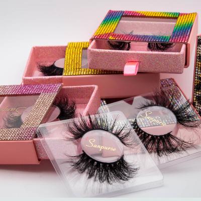 China Pink High Square 3D Effect Logo 3D Mink Eyelashes Packaging Box 100% Handmade Dramatic Thick Criss Cross Soft Reusable Long Lashes Lashes for sale