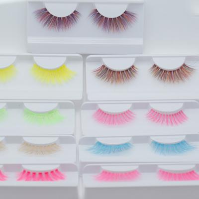 China Extremely natrual and comfortable on your eyes; party eyelashes new makeup 16mm trend lashes cruelty free colorful rainbow colored false eyelash for sale