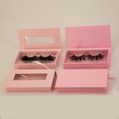 China Show eyelashes spring design free logo magnetic lashes and box custom rectangle pink eyelash window box eyelash packaging for sale