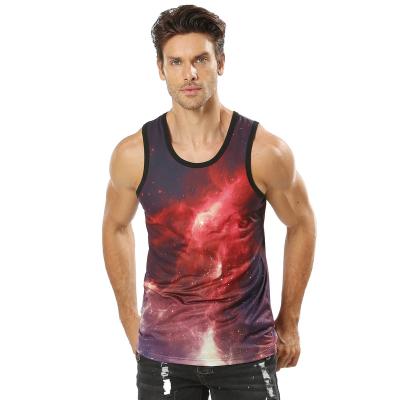 China Custom cheap cut out printed men's anti-pilling tank tops men's apparel digital tank tops for men for sale