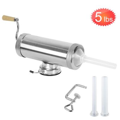 China 5 Lbs Sustainable Stainless Steel Homemade Sausage Maker With Suction Base And 3 Filling Nozzles for sale