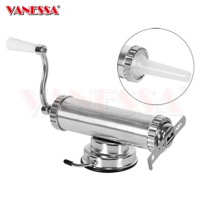 China Hotels 0.5L Aluminum Alloy Sausage Stuffer Maker Machine Meat Horizontal Filler, with 3 Sausage Food Grade Tubes for sale