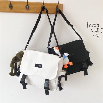 China Fashion All-match Student Canvas Bag Custom Square Messenger Bag Tote One Shoulder Messenger Bag Custom for sale