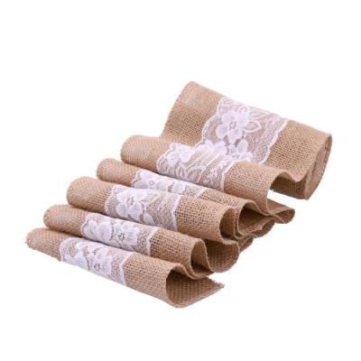 China Vintage Burlap Sustainable Burlaps Lace Up Roll To Wedding Decoration Chair Sashes Home Decor Ornamental Pendant for sale