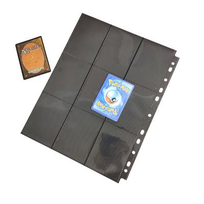 China 9 Pocket Side Trading Card Page Black 18 Pocket Loading Sleeve For Ring Binder 18 POCKET for sale