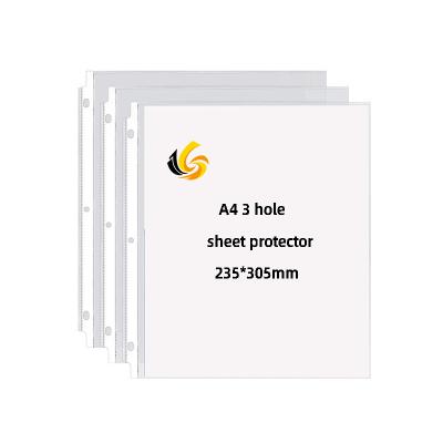 China Clear Transparent Waterproof PP Hole A4 3 Sheet Protector Folder Bag 3 Hole for sale