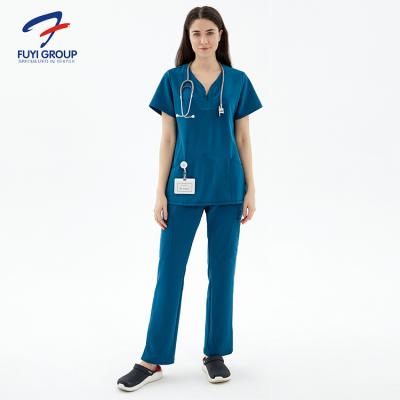 China Wholesale Fashionable Woman Hospital Uniforms Suits Eco-friendly Customized Medical Care Scrub Sets For Nurses for sale