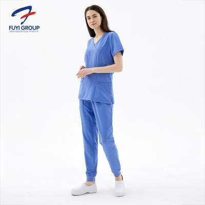 China FUXIN Eco-friendly 2021 Style Customized Fashionable Unisex Hospital Uniforms Medical Suits Wholesale Nursing Scrubs for sale