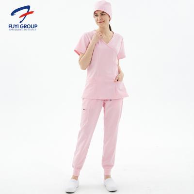 China 2021FUXIN Wholesale Unisex Hospital Uniforms Suits Medical Care Eco-friendly Style Customized Scrub for sale