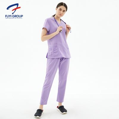 China 2021 Wholesale Fashionable Stylish Customized fuyi High Quality Eco-friendly Group Hospital Medical Uniforms Nursing Scrub for sale