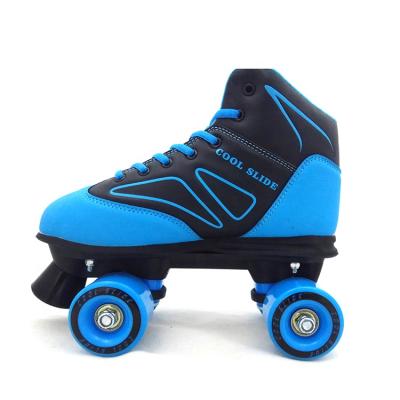 China Wholesale Cheapest Price PU Wheels Stripe PVC Shoes Quad Roller Skates for sale