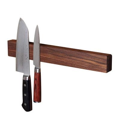 China Large 14 Inch Wall Mount Magnetic Solid Wood Knife Holder Magnetic Tool Walnut Tool Rack For Kitchen for sale