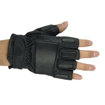 China Black Half Finger Tactical Gloves,Made By Elastic PVC, Leather And Nylon Fiber for sale