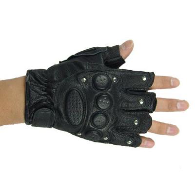 China Black Half Finger Tactical Gloves,High Quality Leather, Unique Non-Slip Palm for sale