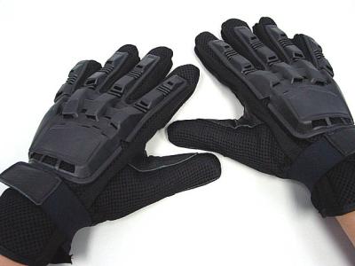 China Black Full  Finger Gloves,Made By Elastic PVC, Leather And Nylon Fiber for sale