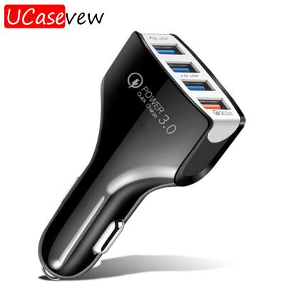 China 2021 Hot Selling Microphone Fast Car Charger 4 Ports QC3.0 USB Phone Charger For iPhone 11 12 13 Cell Phone Xiaomi Adapter Car Chargers for sale