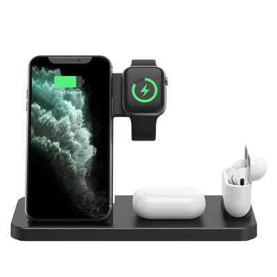 China Foldable 4 in 1 Foldable 4 in 1 Smart Watch 15W Qi Wireless Chargting Fast Charger Portable Station for iPhone 11 Watch Earphone Stand Dock for sale