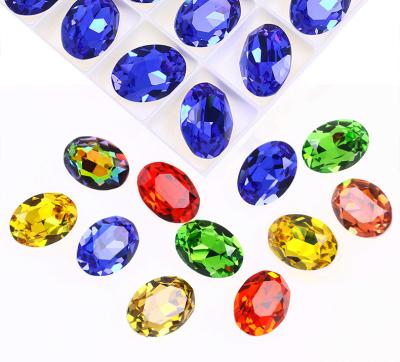 China Oval Quality Crystal Rhinestone Applique Sew On Crystal Stones Pointback Popular Mixed Color Top For Clothes Shoes DIY Accessories for sale