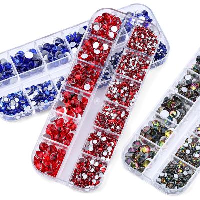 China Multi-size Multi-shape Glass Stones Nail Art Decoration Supplies Fashion Colorful Flat Back Rhinestone Crystal/AB/Rainbow For Nail Art Decoration for sale