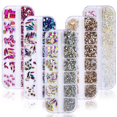 China Multi-size Multi-shape Glass Stones Nail Art Decoration Supplies Fashion Colorful Flat Back Rhinestone Crystal/AB/Rainbow For Nail Art Decoration for sale