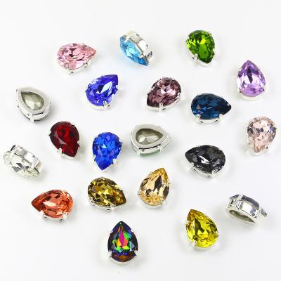 China Wholesale 3003 DongZhou Tear drop rhinestone ab crystal stone sew on rhinestones with setting for clothing dress bags for sale