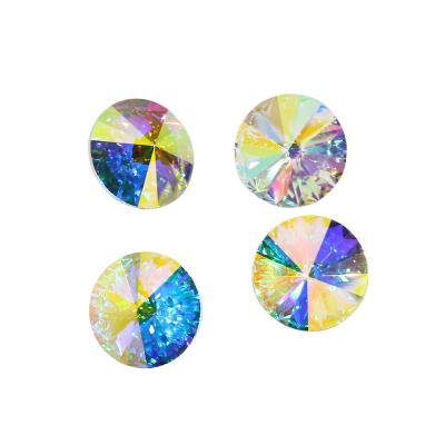 China K9 loose fancy stone dongzhou k9 round chaton rivoli crystal fancy stone for jewelry making for sale