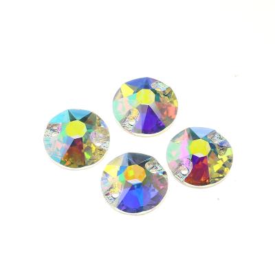 China Factory Wholesale Flatback Crystal Stone Round Back Flat Shape Glass Fake Stones Multi Color Sew On Beads For Clothes for sale