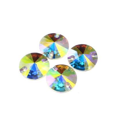 China Flatback ab color crystal rivoli round garment flat back loose beads sew on crystal stone for dresses for sale