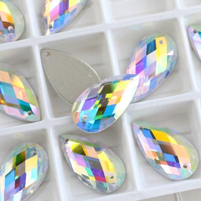 China Free Sample Flatback Dongzhou 1033 Drop Gold Shade Clear Flat Back Glass Beads Stones Rhinestones Flat Back Crystals For Clothes for sale