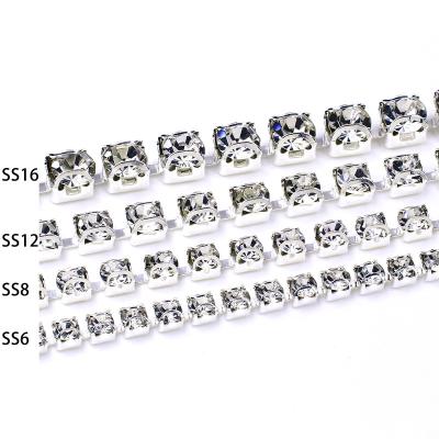 China Wholesale Pointback 2mm Silver Strass Cupchain Crystal Rhinestone Close Chain Trimmings by D.C.A. for Necklace Earrings Bracelets Body Chain for sale