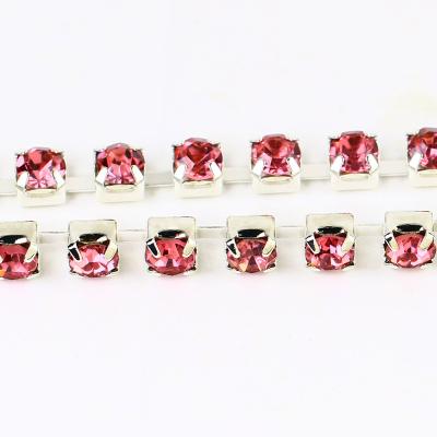 China Pointback Dongzhou ss12 rose color crystal cupchain sew on stone cupchain for shoes for sale