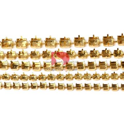 China High Quality Gold Soild Square Back Flatback Cupchain Empty Without Rhinestones for sale