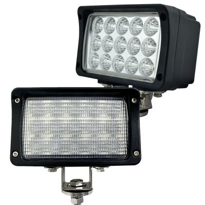 China Diecast Aluminum+PC 45W LED Work Light 12V 6 Inch Square LED Excavator Trailer Light Tractor 4x6