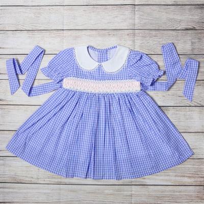 China Spandex/Cotton RTS Handcrafted Dress Kids Girls Vintage Smocked Smocked Classic Dresses Kids Boutique Clothing for sale