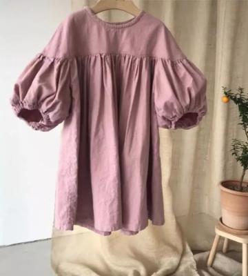 China 2021 Autumn Summer Fashional Girls Dress anti-static cotton and canvas long sleeves dress casual little fresh dress for sale