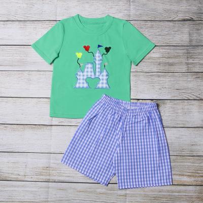 China Summer Baby Boy Set Valentine's Day Printing Toddler Spring Casual Outfit Castle Boutique Baby Outfit Set for sale