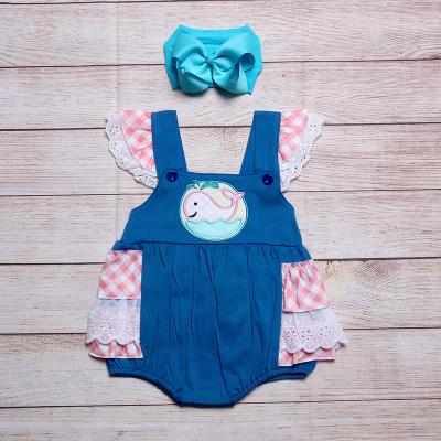 China Polyester / Cotton CONICE Clothes Girls Summer Boutique Outfits Whole Sets Toddler Girls Clothing Bell Bottom Dolphins Romper for sale