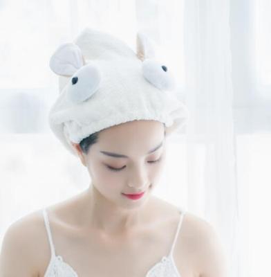 China QUICK DRY High Absorbent 100% Polyester 100% Polyester High Absorbent Hair Drying Bunny Rabbit Towel Hat For Spa for sale