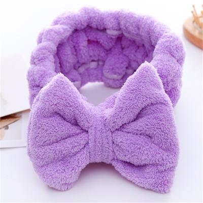 China Wholesale Hair Accessories Plush Microfiber Solid Colors Butterfly Design Makeup Hair Band Headband QUICK DRY China Supplier for sale