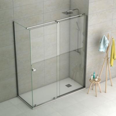 China Modern Home Bathroom Black Framed Walk In Tempered Glass Shower Panel Door Shower Enclosures for sale