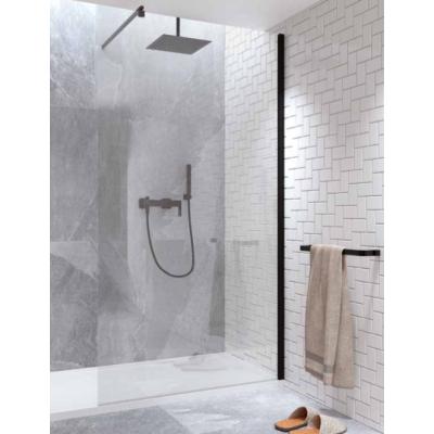 China Hot Sale Modern 1950mm Matt Black Profile Wetroom Screen + Support Square Arm for sale