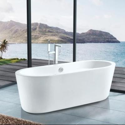 China Gloss Modern White Plastic Oval Freestanding Bathtub Basin Acrylic Deep Round Bathtub 3020 for sale