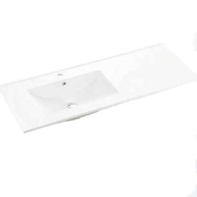 China Modern Style Good Quality Modern White Ceramic Single Bowl Sink Left Drain Basin for sale