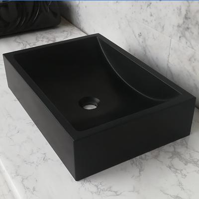 China Modern Classic Design Black Granite Stone Hand Sink for sale