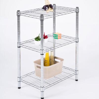 China WSJ NSF 3 Tier Restaurant Sustainable Kitchen Adjustable Chrome And Powder Coated Metal Storage Rock Wire Shelving for sale