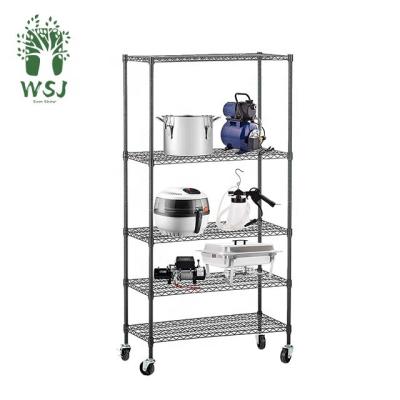 China Professional High Quality Cheap Sustainable 5 Tier NSF Epoxy Coating Chrome Plated Iron Wire Mesh Kitchen Rack Storage+holders Racks for sale