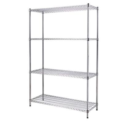 China 4 Tier Workable Chrome and Sprinkle Coated Metal Storage Wire Shelf for sale